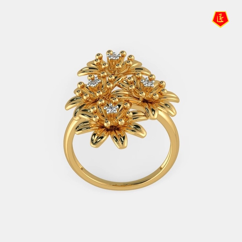 Nhẫn Mạ Vàng 18k Hình Hoa Cúc Sang Trọng