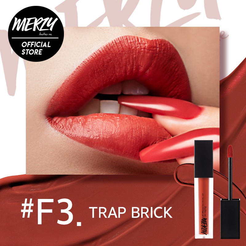 Son tint lì Merzy Off The Record Fitting Lip màu cam gạch pha đỏ F3 - Trap Brick 5,5g