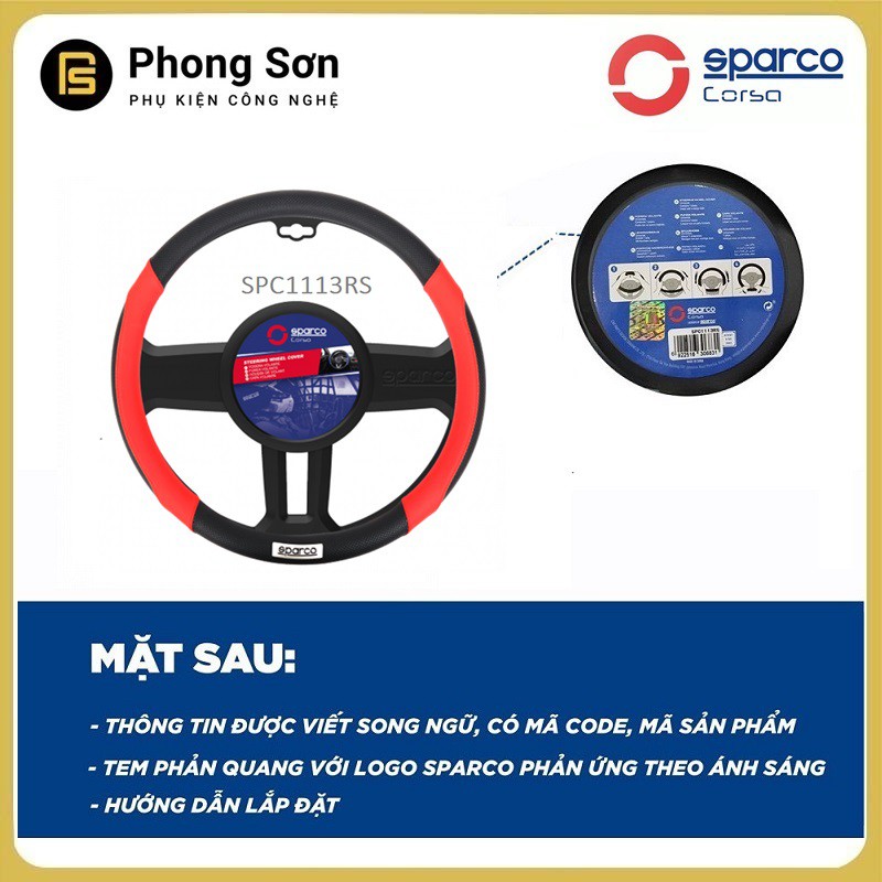 Bọc vô lăng SPARCO SPC1113RS chính hãng , Tặng kèm khăn lau ô tô 35*75cm ( Bảo Hành 03 Tháng )