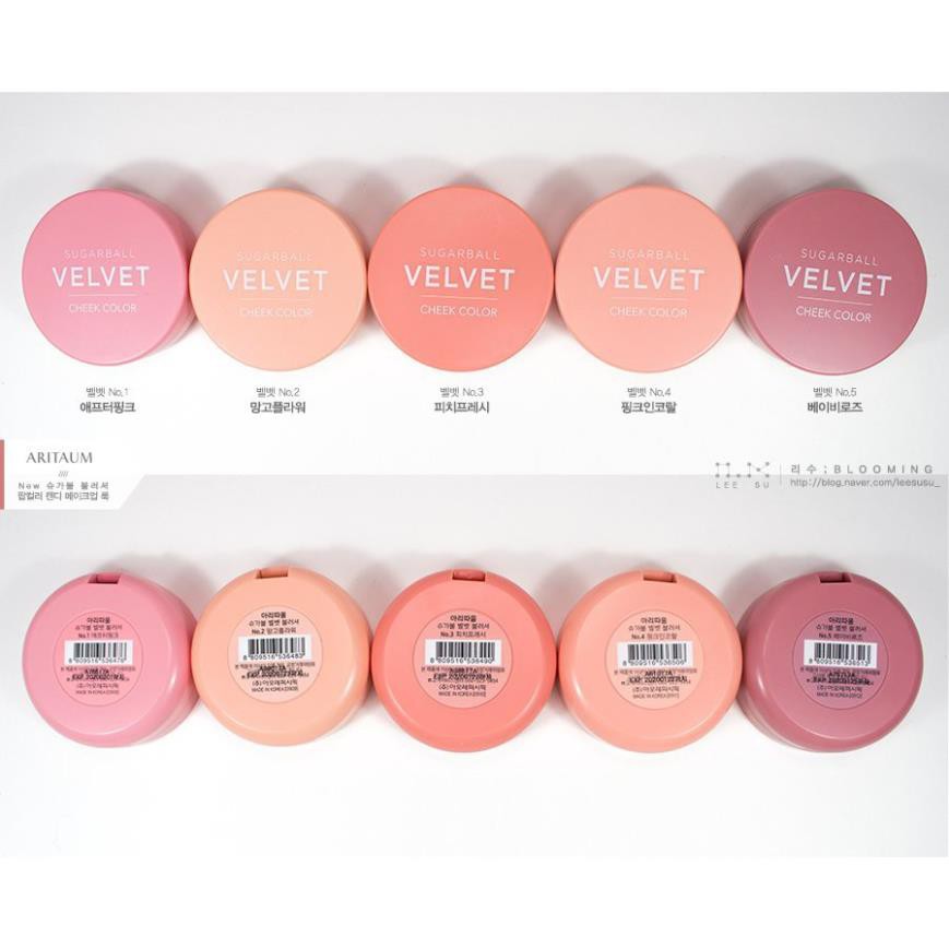 Phấn má hồng siêu lì Aritaum Sugarball Velvet Cheek Color