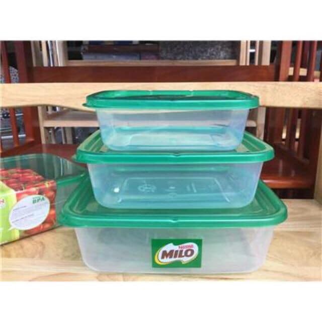 Bộ 3 hộp nhựa Đại Đồng Tiến (630/1250/2200ml) - Hàng khuyến mãi của sữa Milo