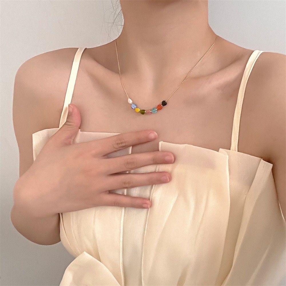 Vòng cổ Mặt Trái Tim Đính Hạt Thủ Công Thời Trang Cho Nữ|Trang Sức Thời Trang
