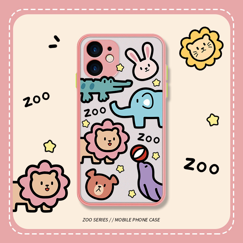 Cute Cartoon Zoo Shockproof TPU Phone Case for IPhone 11 Pro Max XR/XS/X Full-Coverd Anti-Scratch Protective Rubik's Cube Soft Case for IPhone 7 8 Plus 6 6S