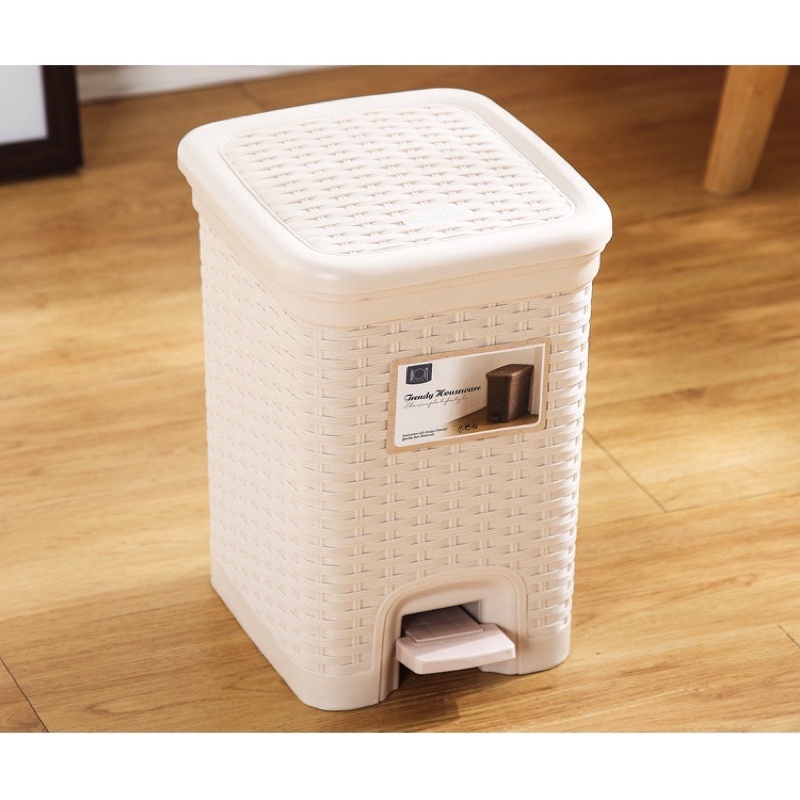 Thùng Rác Nhựa Giả Mây Gia Đình, Thùng Đựng Rác Văn Phòng Cam Homeware