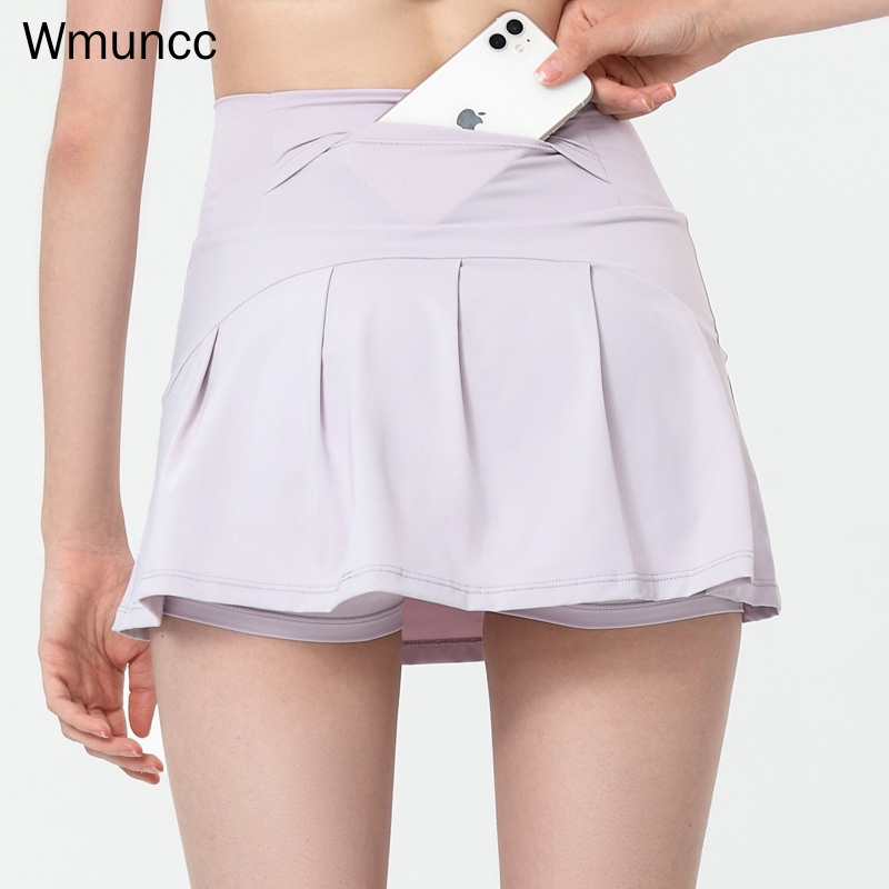 Wmuncc Quần Short Giả Váy Giả Hai Lớp Lưng Cao Dáng Rộng Khô Nhanh Chống Chói Cho Nữ Tập Yoga / Thể Thao / Chạy Bộ