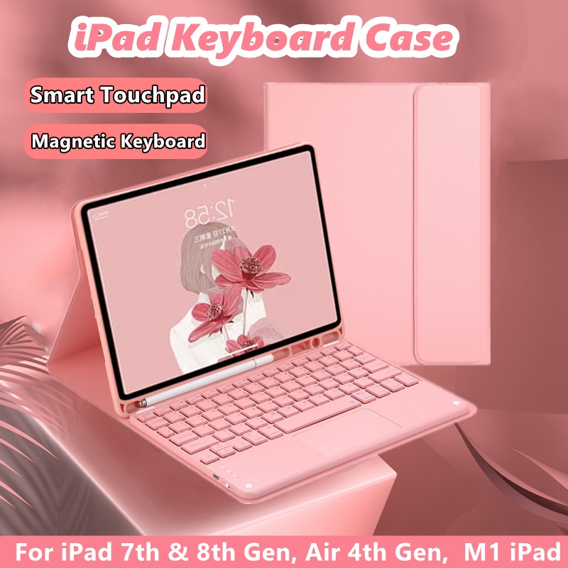 Bao Da Máy Tính Bảng Tích Hợp Bàn Phím Không Dây Có Ngăn Đựng Bút Cảm Ứng Cho Ipad 10.2 Ipad 7th 8th Gen Air4 10.9 Inch Pro11 2021 / 2020 Ốp