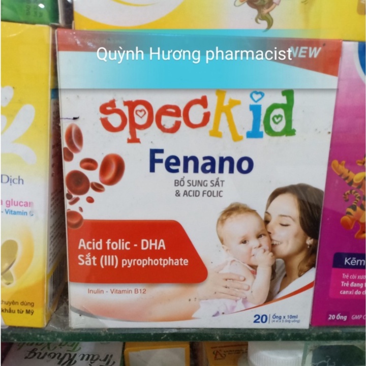SPECKID FENANO hộp 20 ống bổ sung sắt và acid folic cho bé