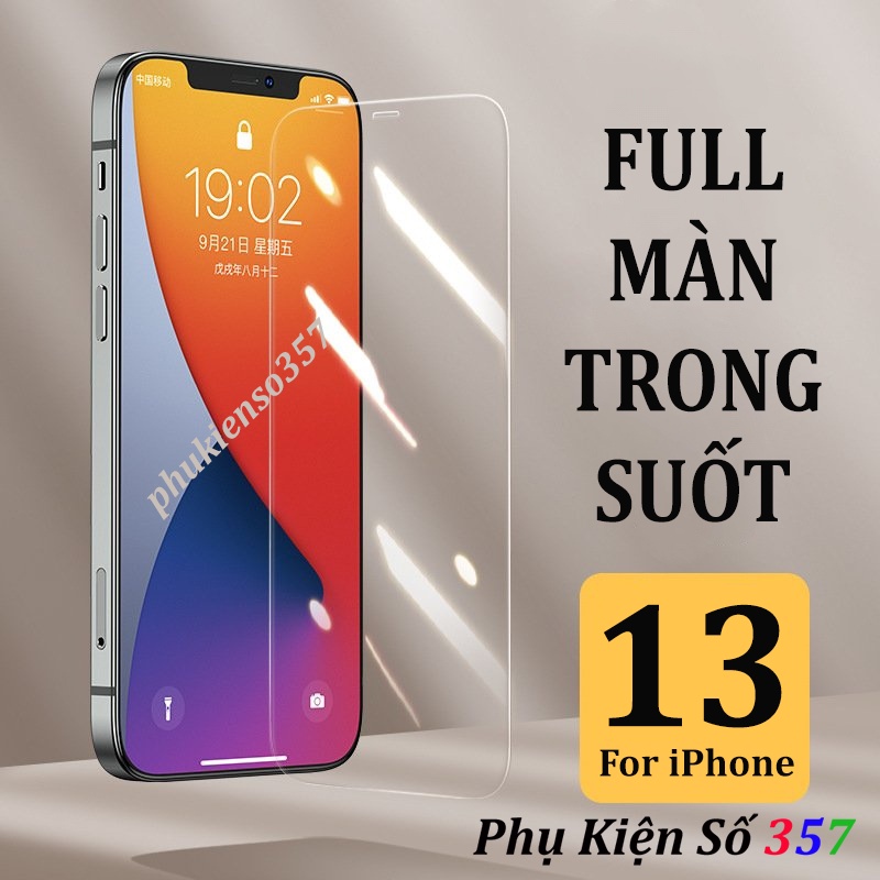 Kính cường lực iphone không viền, full màn, trong suốt, đủ size, tặng lau