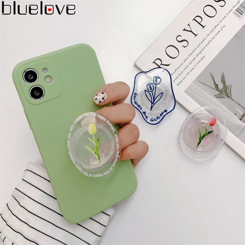 Giá Đỡ Điện Thoại Bằng Acrylic Trong Suốt Họa Tiết Hoa Tulip Dễ Thương