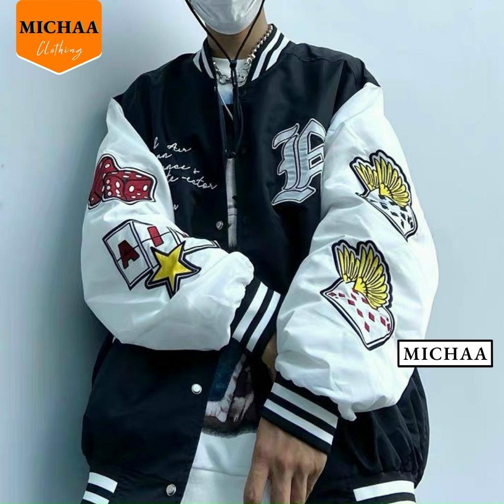 Áo Khoác Bomber Dù THẦN BÀI Nam Nữ Ulzzang Unisex Kiểu Form Rộng 2 Lớp - MICHAA