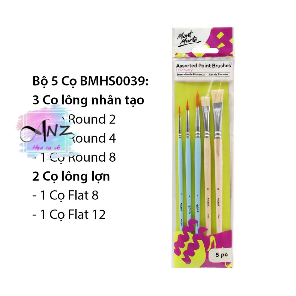 Bộ Cọ Vẽ Màu Acrylic, Màu Nước, Màu Gouche, Sơn Dầu Mont Marte-LAM
