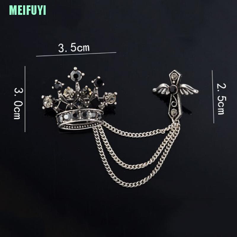 Trâm cài áo hình vương miện đính đá lấp lánh thời trang nam nữ sang trọng