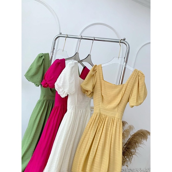 [ẢNH THẬT/VIDEO] Váy đũi tay bồng cổ vuông, váy tay bồng 4 Màu 2 LỚP dày dặn (ảnh thật ở cuối) | BigBuy360 - bigbuy360.vn