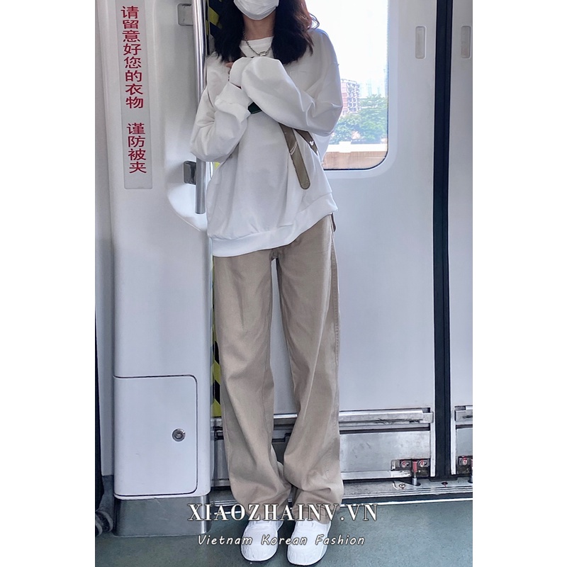 Quần kaki XIAOZHAINV ống rộng lưng cao phong cách cá tính thời trang cho nữ