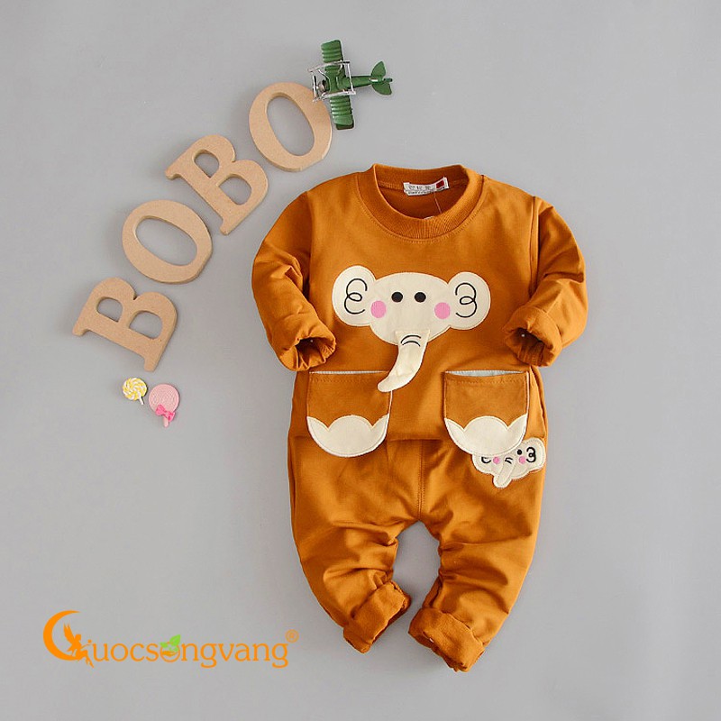 Bộ quần áo bé trai mùa thu set đồ bé trai GLSET034 nâu cam Cuocsongvang