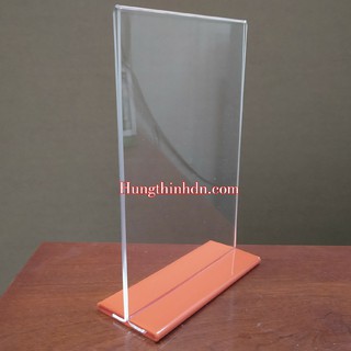 Kệ menu mica thực đơn A5 , standee A5 chân đế cam - Loại tốt