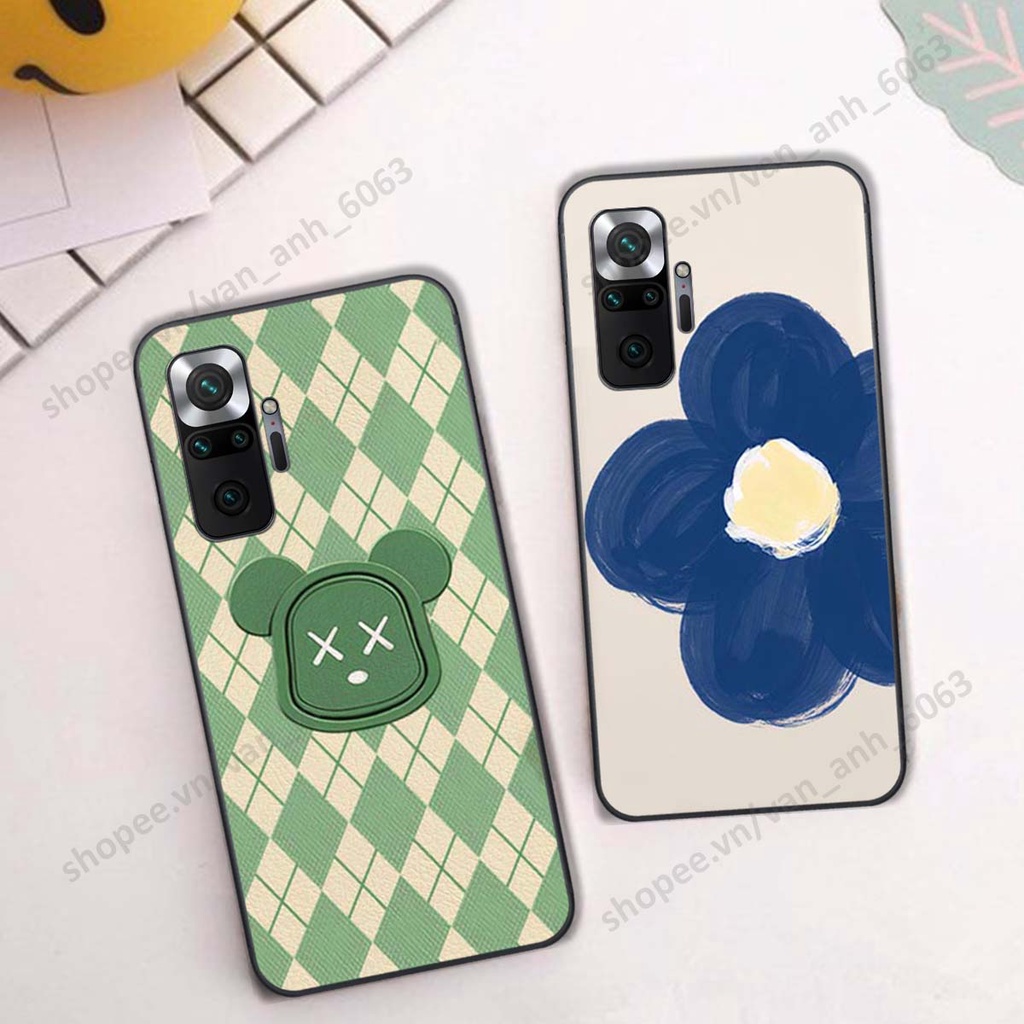 Ốp lưng Xiaomi Redmi Note 10 / Note 10 Pro in hình hoa, gấu rich bear nghệ thuật, thời trang