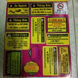 Tem logo cảnh báo cho xe cub