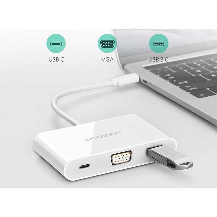 Cáp Chuyển USB Type C Sang VGA + USB 3.0 + USB Type C Ugreen 30376