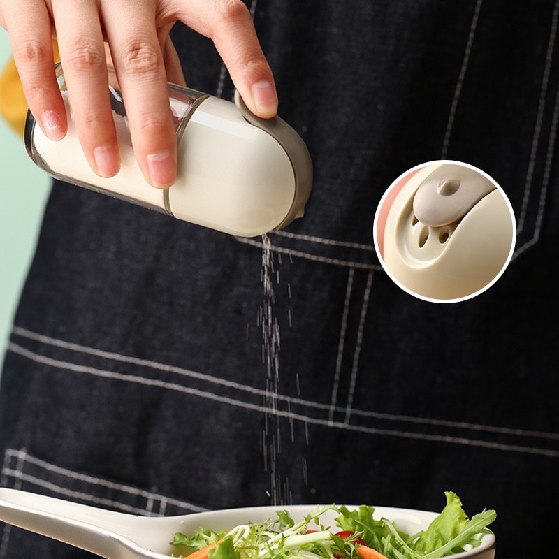 Hũ đựng gia vị thủy tinh nắp bật tự động, lọ đựng gia vị đẹp, chống ẩm