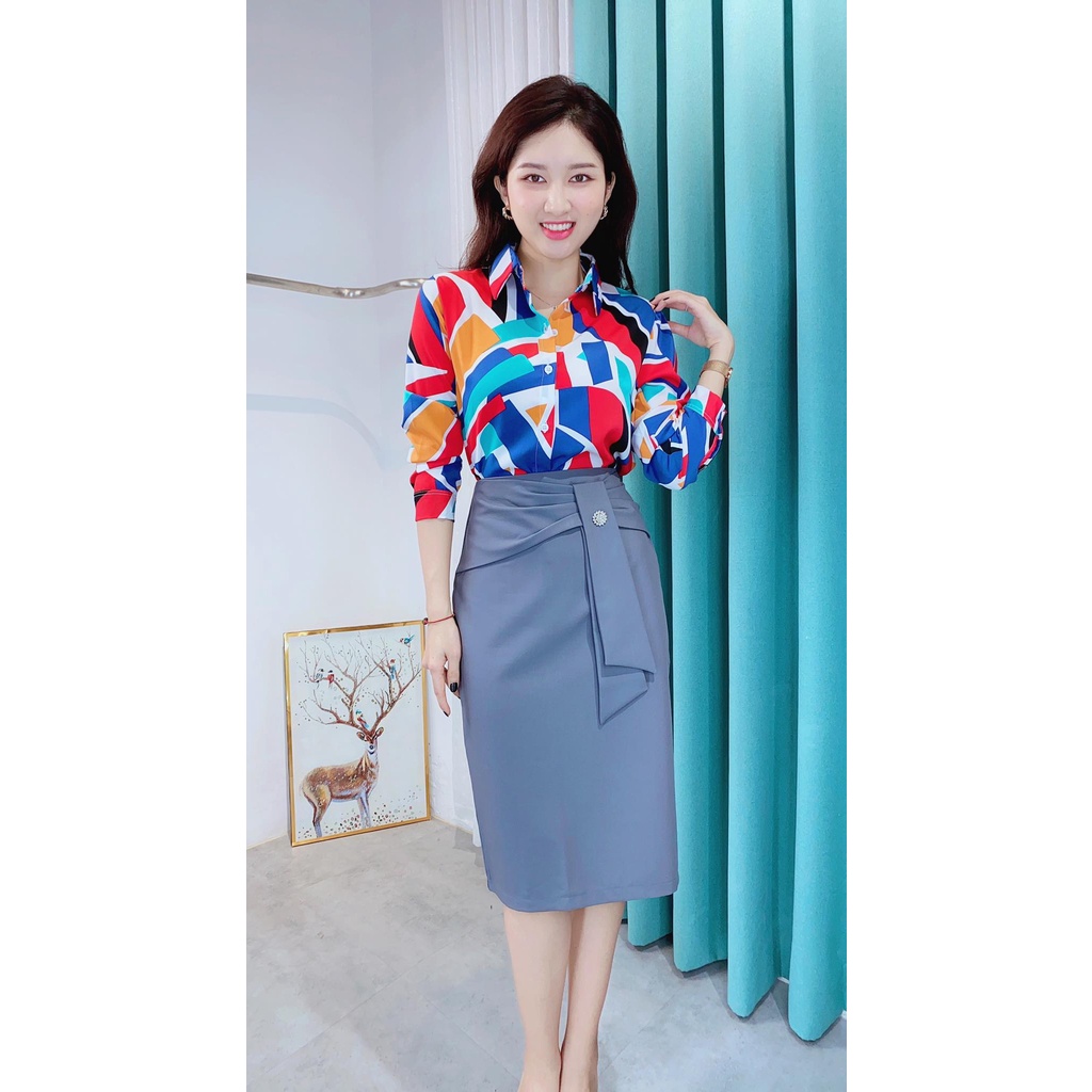 Chân váy bút chì công sở đai nơ lệch CHUU CV6125