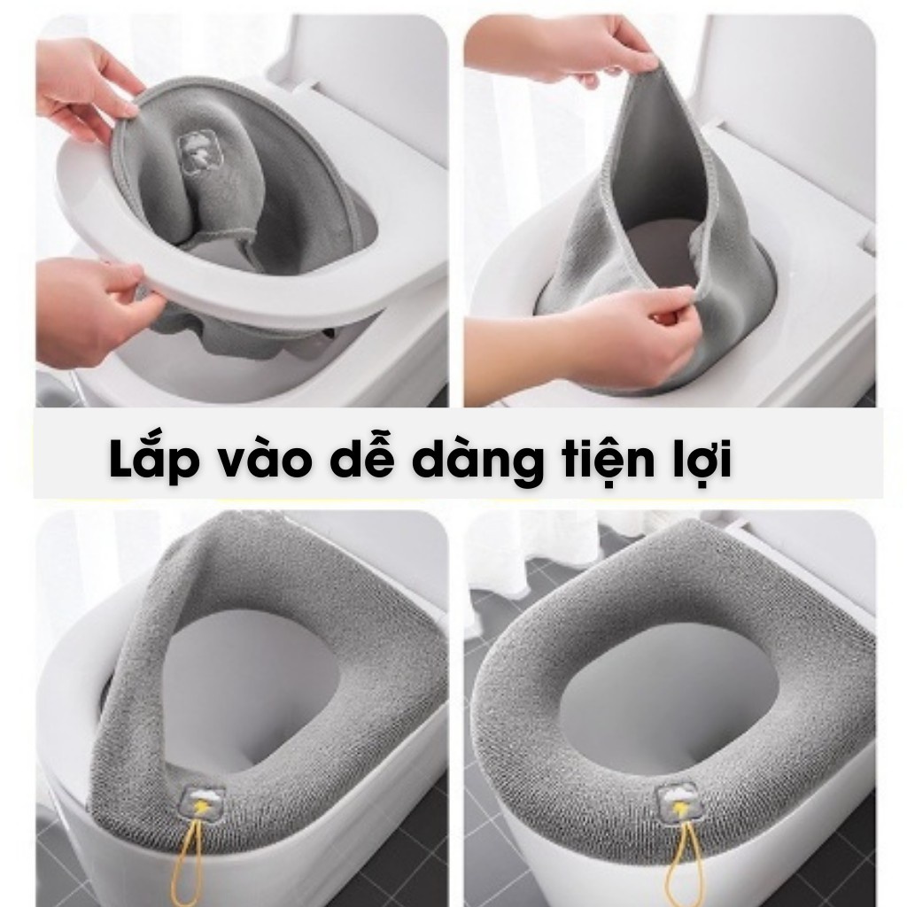 Miếng nỉ đệm lót bồn vệ sinh hình tròn phù hợp với mọi loại bồn cầu, Mềm mại và thân thiện với làn da