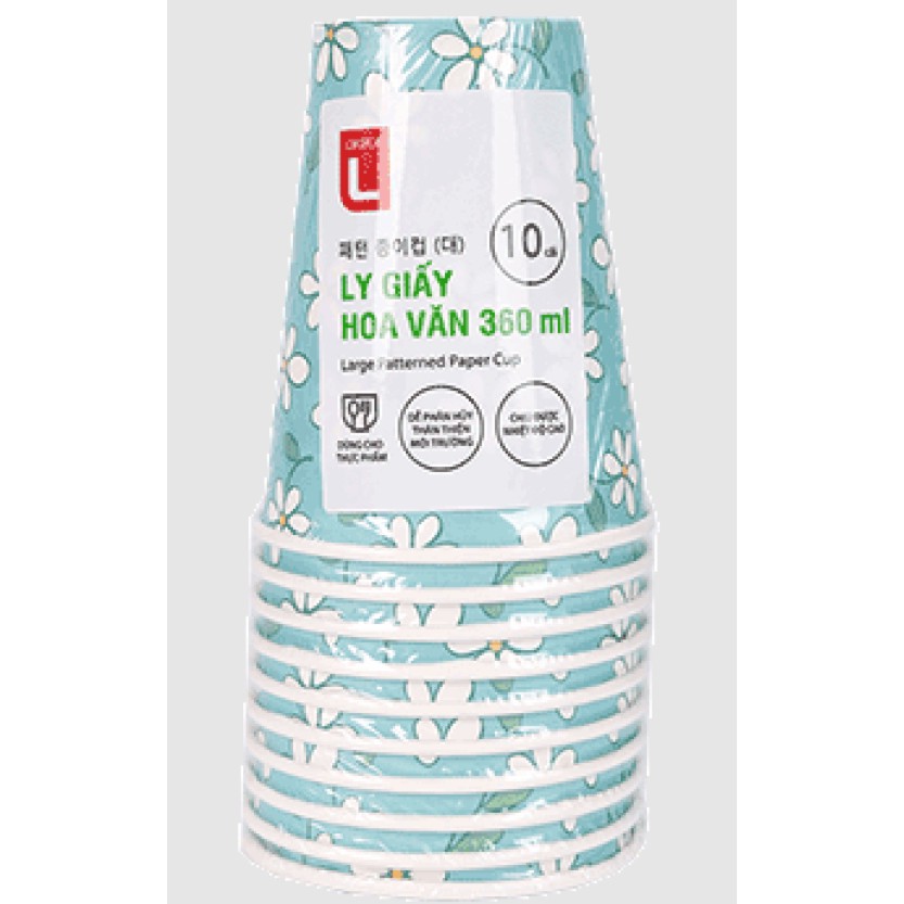 Bộ 10 Ly Giấy Hoa Văn Choice L 360ML/ Bộ 20 Ly Giấy Hoa Văn Choice L 180ML/ Bộ 30 Ly Giấy Hoa Văn Ch