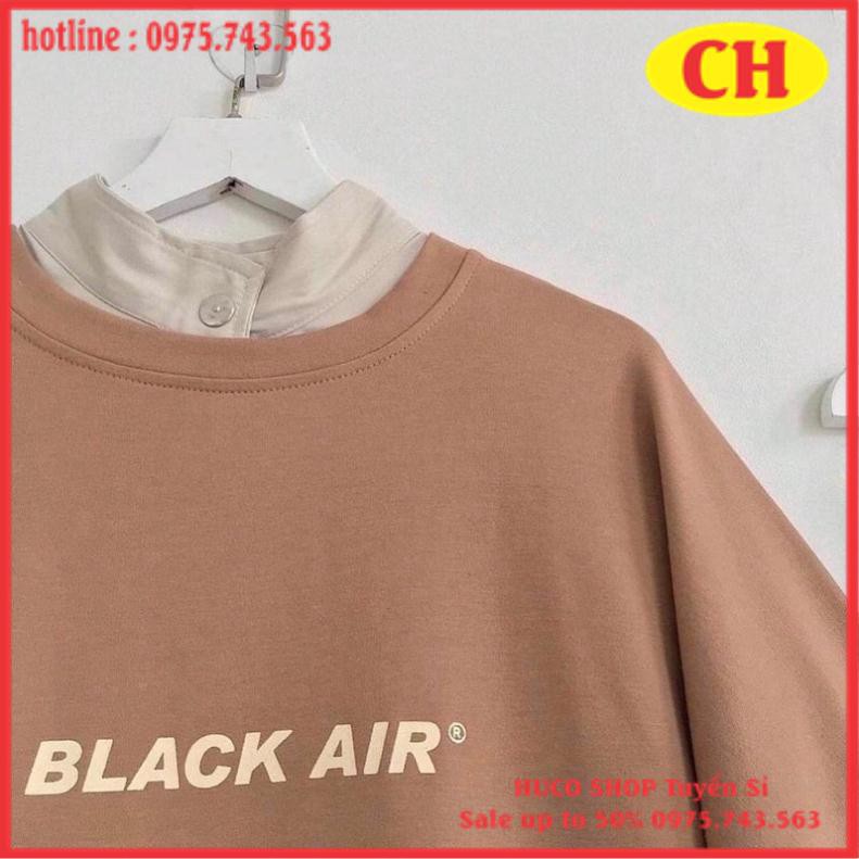 Áo Thun sweater Dài tay BLACK nam nữ, Áo nỉ cổ tròn trần bông màu nâu  tay bồng form thụng hodie unisex freesize | BigBuy360 - bigbuy360.vn