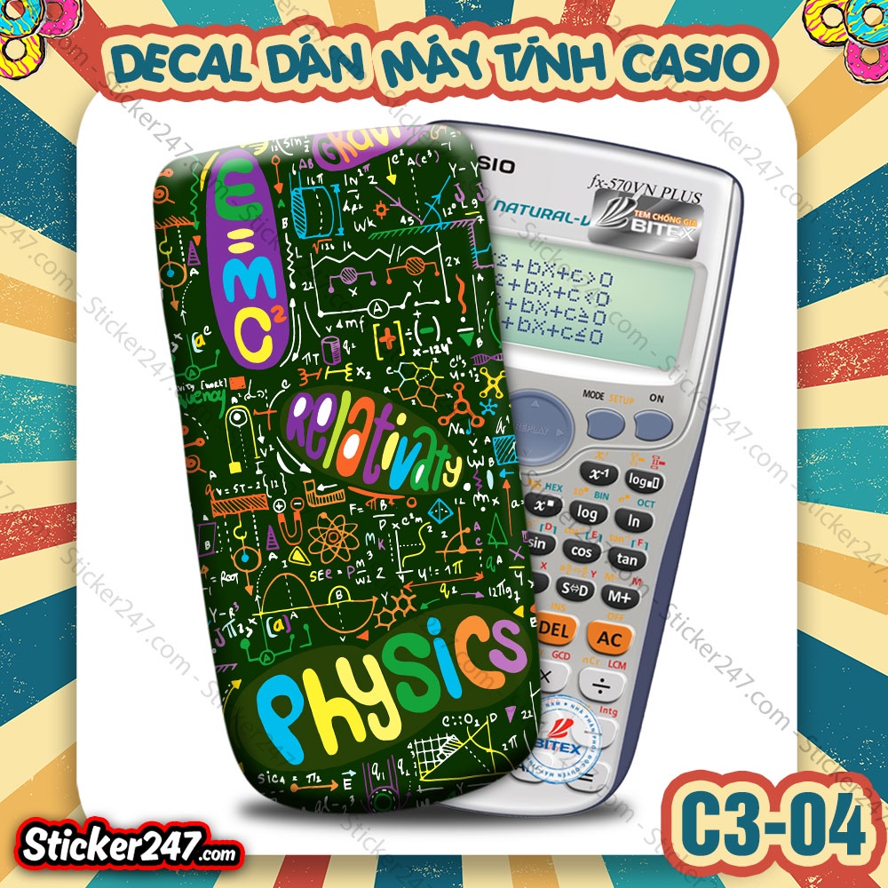 Miếng Decal Dán Máy Tính Casio Vinacal FX500 FX570 FX580 - 570ES 570EX 680EX Chủ Đề Math Môn Toán, dùng decor trang trí