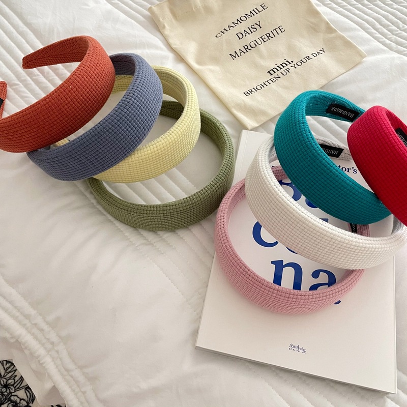 Băng đô mút xốp màu trơn thời trang retro Nhật Hàn tùy chọn