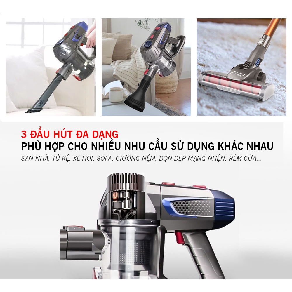 Lõi lọc HEPA dành cho máy hút bụi cầm tay không dây Fiko V6 - hút giường đệm sofa xe hơi với lực hút mạnh