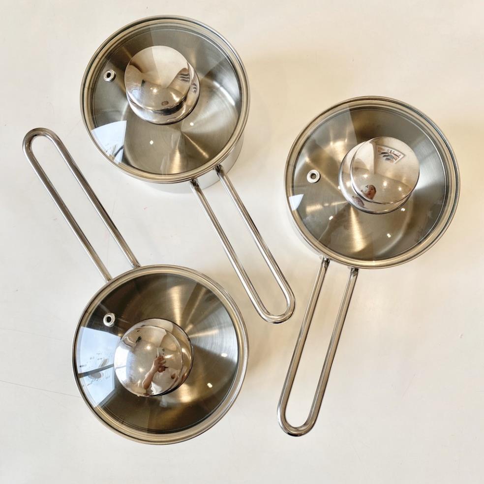 NỒI NẤU BỘT/CHÁO INOX 3 ĐÁY 14CM FIVE STAR - HÀNG LOẠI 1 DÀY DẶN, SÁNG BÓNG