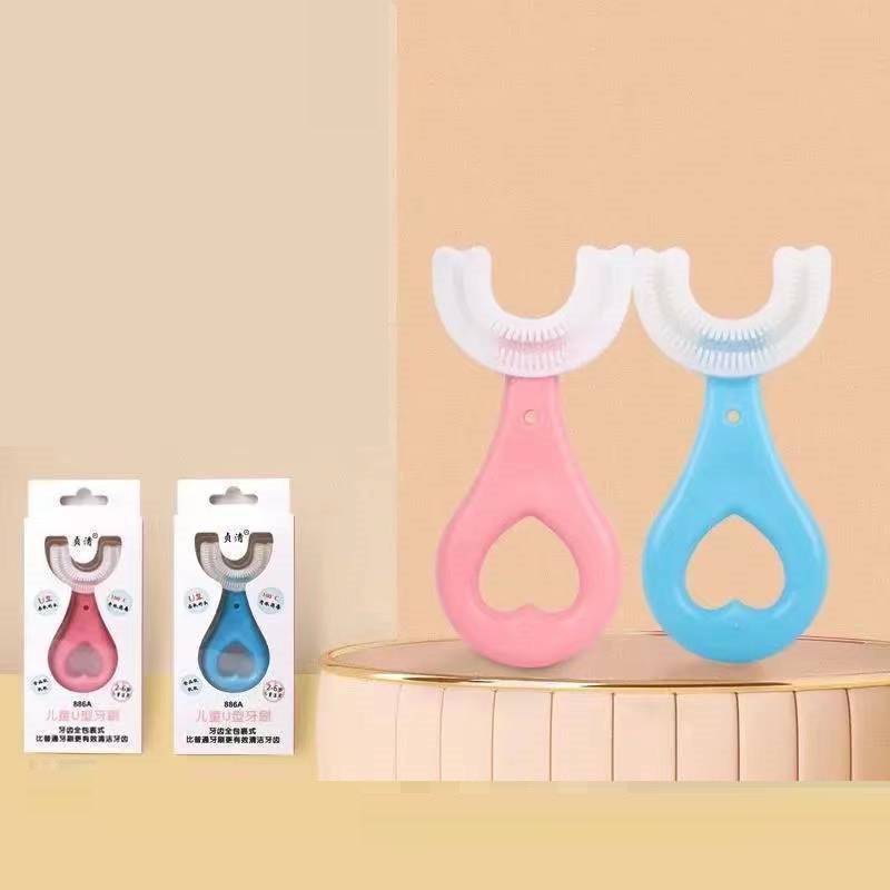 Bàn chải hình chữ u tập đánh răng cho bé bằng silicon siêu mềm mại