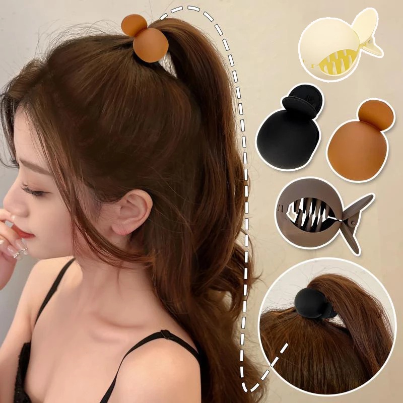 Kẹp Tóc Đuôi Ngựa Hình Tròn Mặt Nhám Cổ Điển Thời Trang
