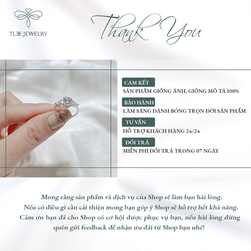 Nhẫn bạc nữ TLEE trụ đá cánh hoa đính đá sang trọng NCJ A0168