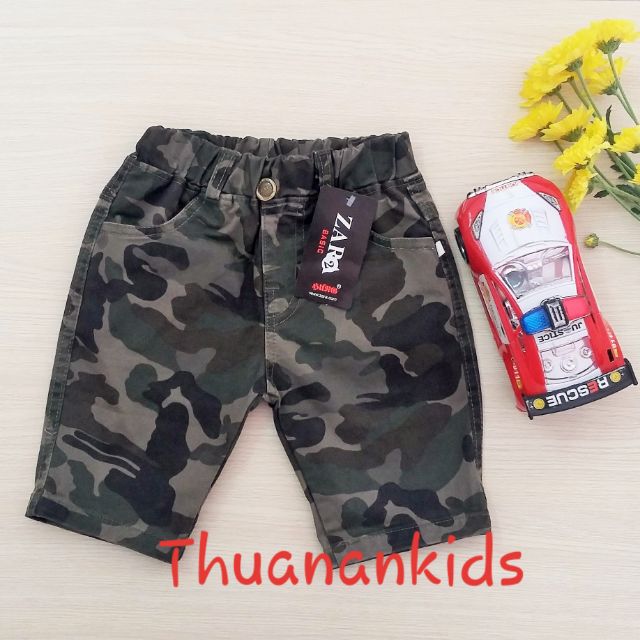 Quần short màu lính nam tính bé trai (8-18kg)