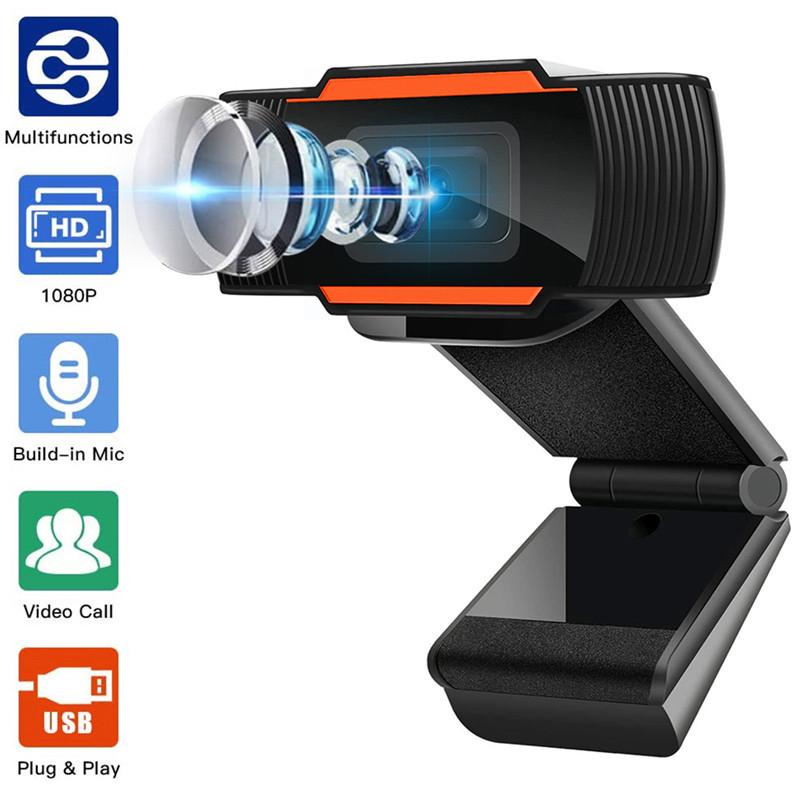 Lykry Webcam Full HD Built-in Microphone USB Plug 1080P 720P 480P