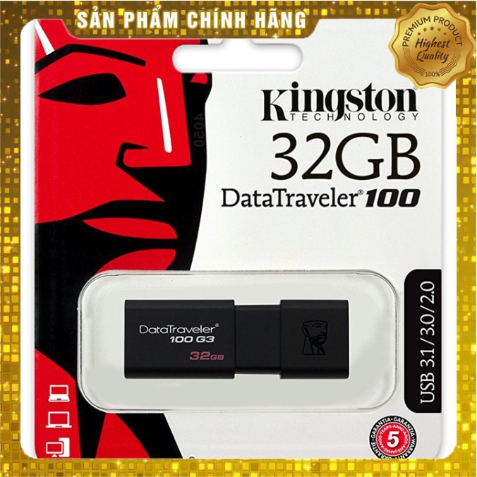 USB 4GB/8GB/16GB/32GB Kingston DataTraveler 100 G3