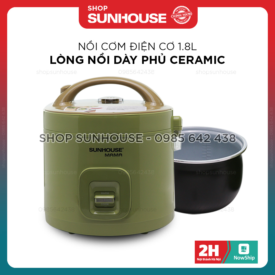 Nồi cơm điện 1.8L SUNHOUSE MAMA SHD8665G lòng nồi dày