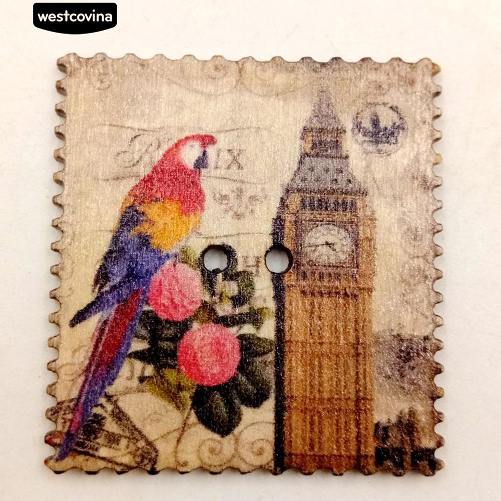 Set 50 Cúc Gỗ Hình Tháp Phong Cách Cổ Điển Dùng Để Làm Đồ Trang Trí Thủ Công