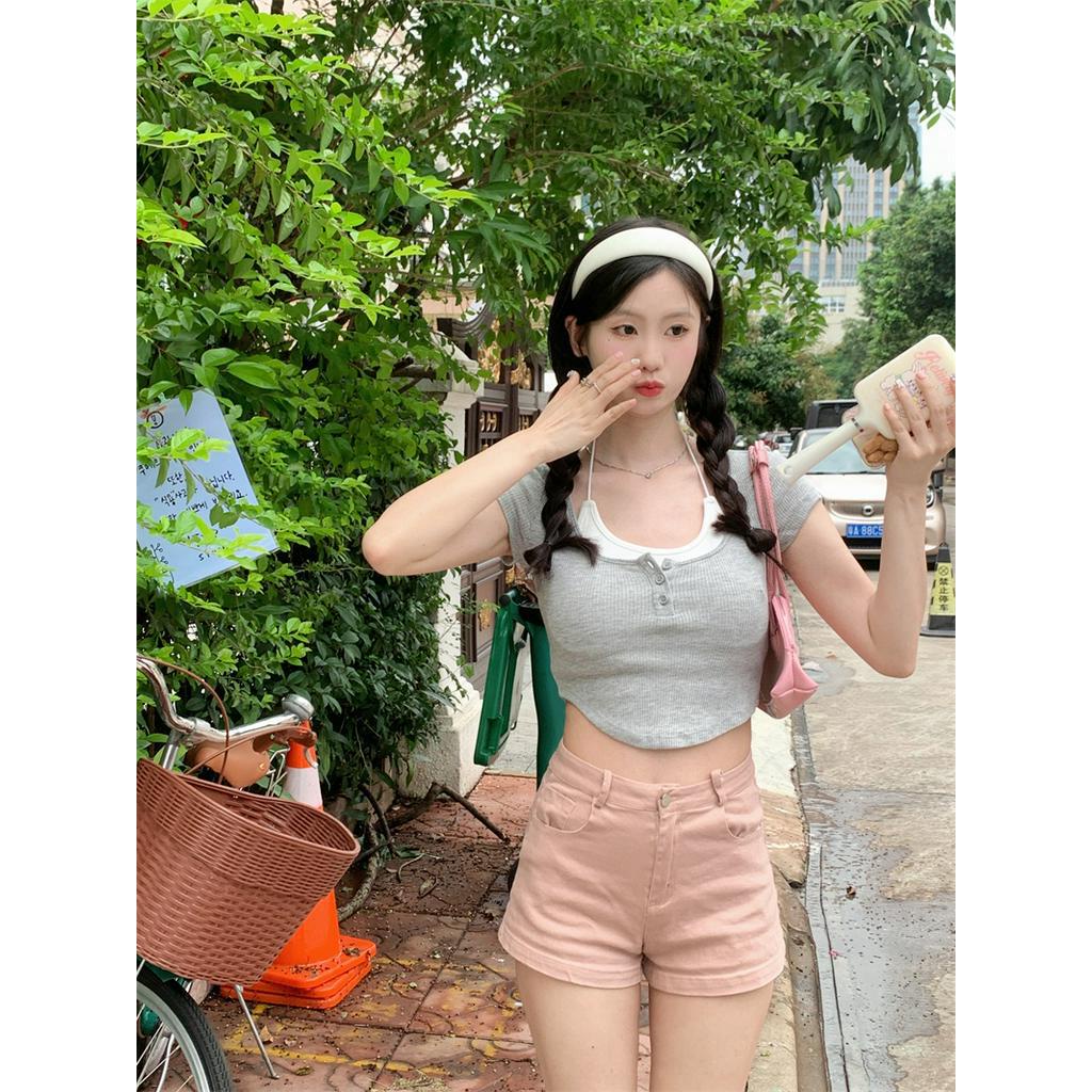 Set Áo Thun Hở Xương Quai Xanh + Quần Yếm Thời Trang Nữ