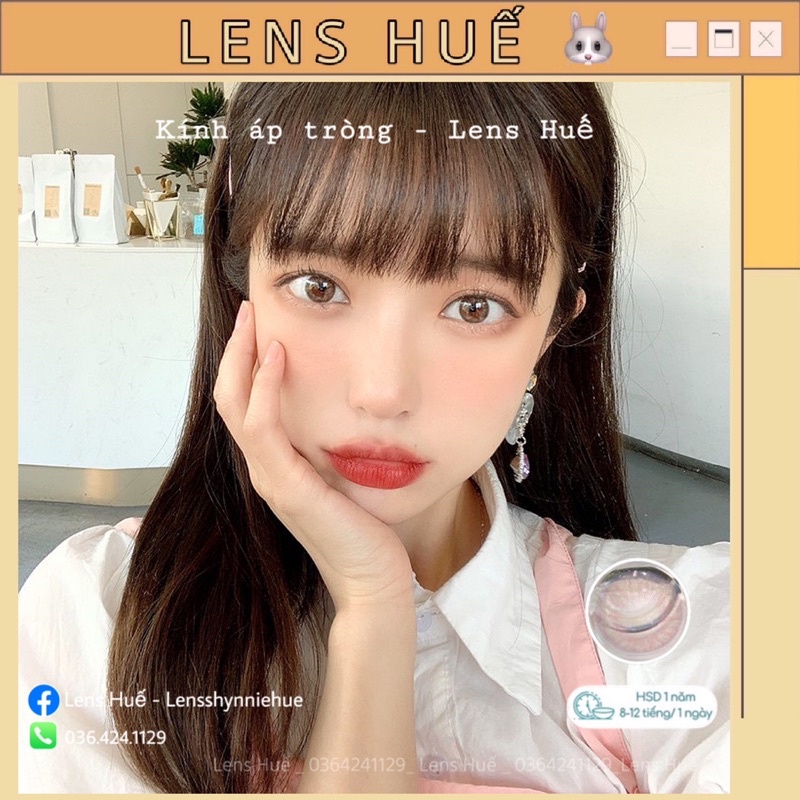 ✨Lens kính áp tròng màu nâu pha hồng nhẹ BROWN tây nhẹ giãn nhỏ tone Hàn Quốc - Lens Huế