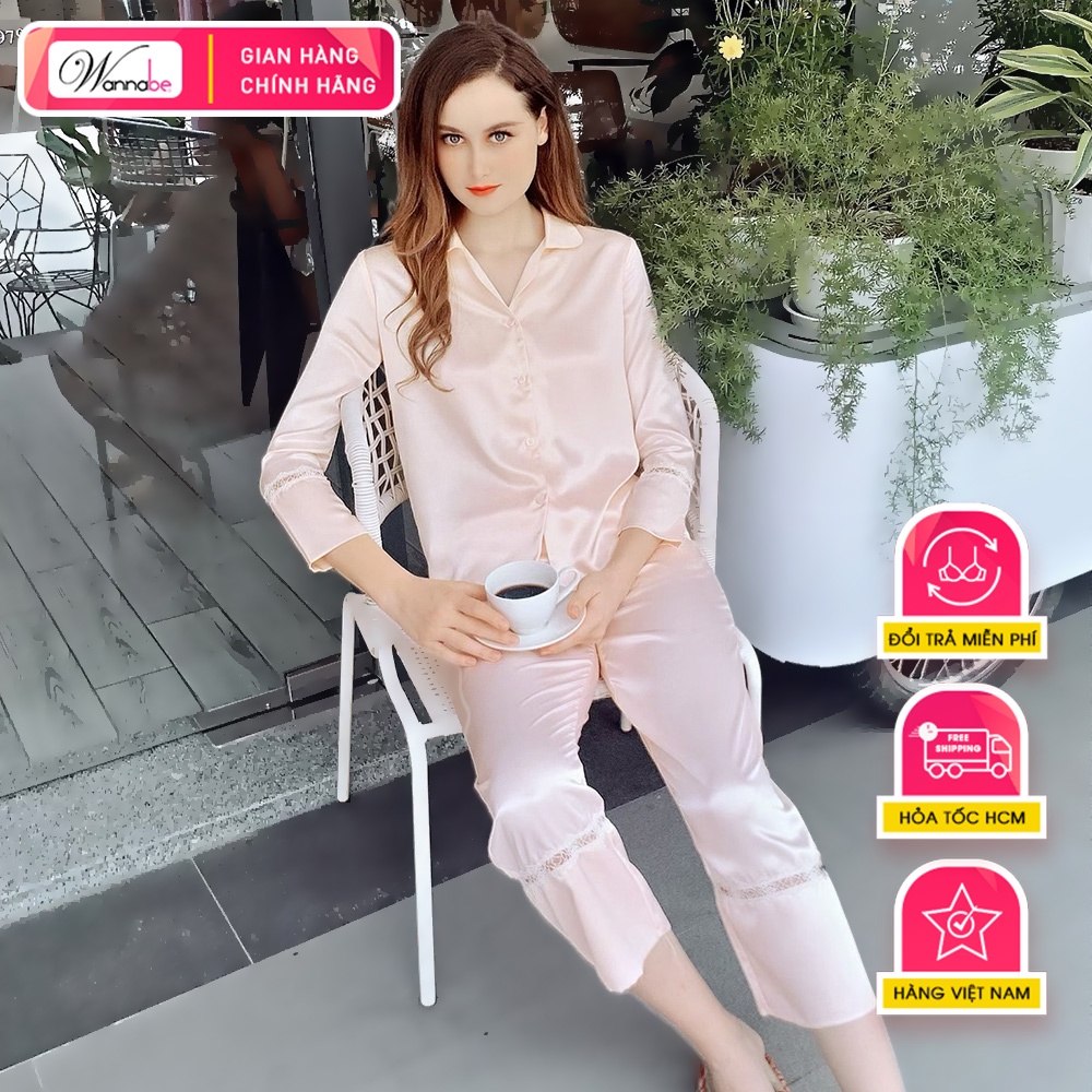 Đồ bộ mặc nhà Pijamas nữ Wannabe BDS12 tay dài quần dài sang trọng quý phái