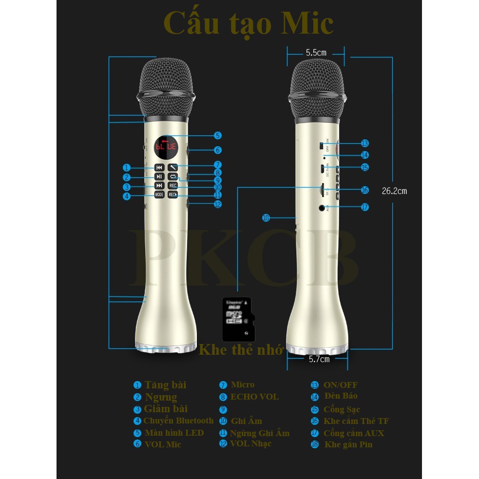  Micro karaoke Bluetooth Kèm loa chính hãng 3 trong 1 PF167 L598  C[ LẺ=SỈ ]