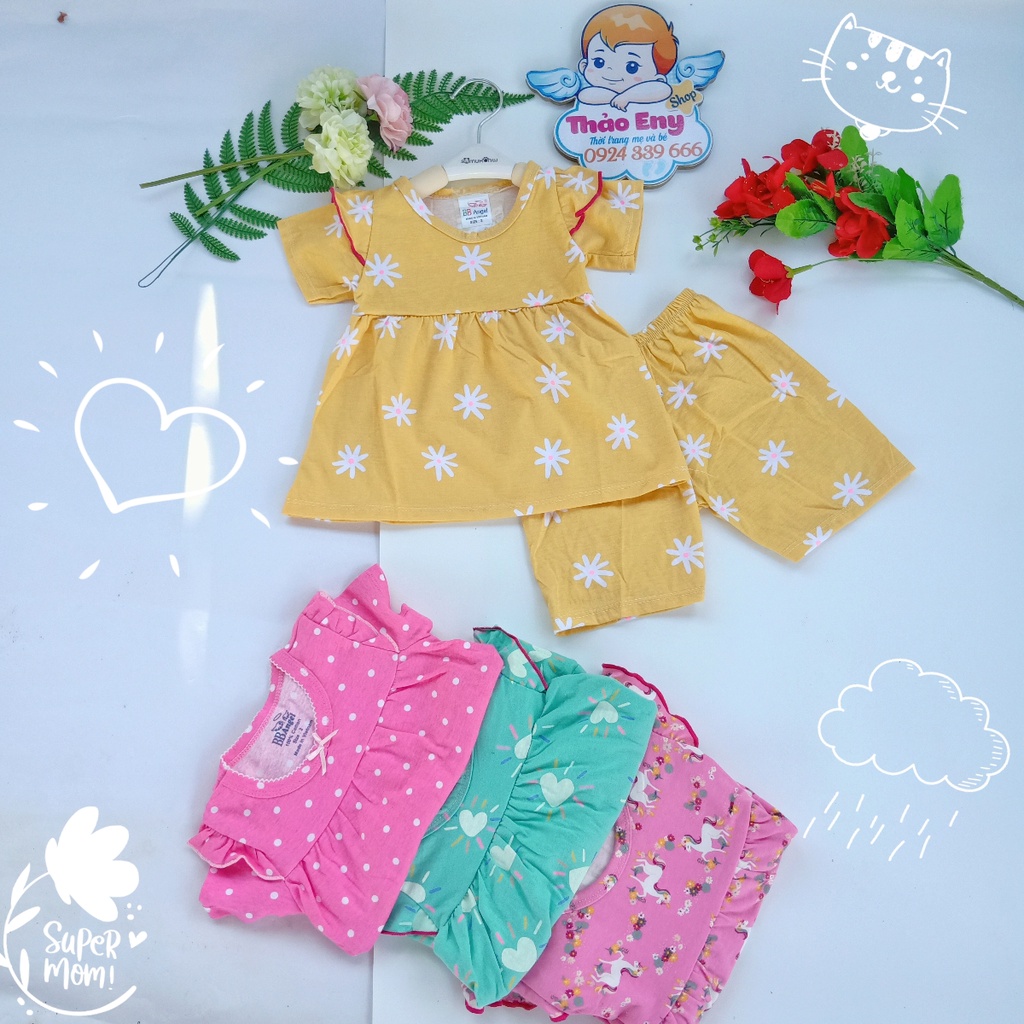 Bộ đồ bé gái VNXK 💞 Bộ cotton cộc tay bé gái bánh bèo babydoll tiểu thư bozip xuất dư