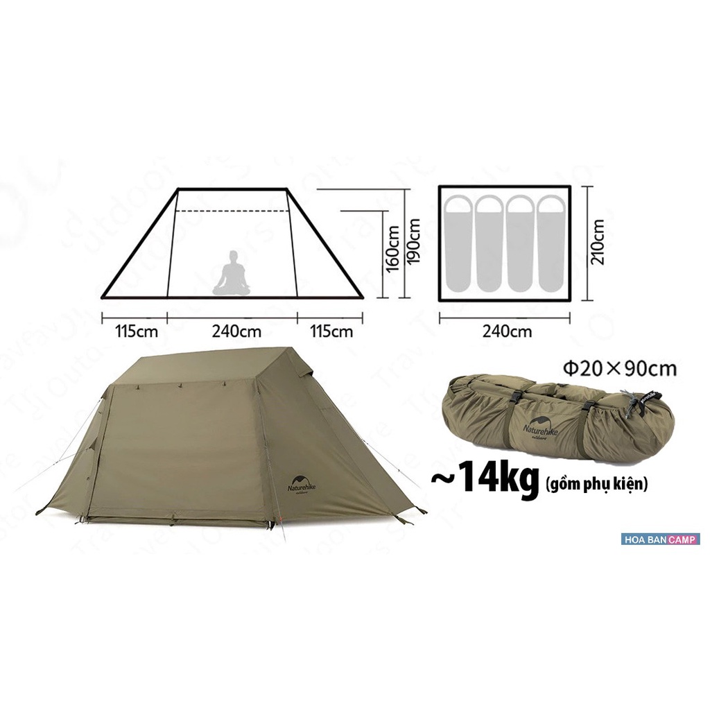 Lều 4 Người Glamping NatureHike Village 5.0 NH21ZP009