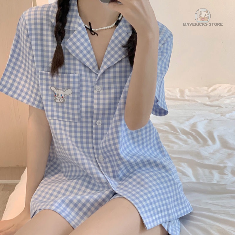 Bộ đồ ngủ tay ngắn in hình chú chó dễ thương cho nữ