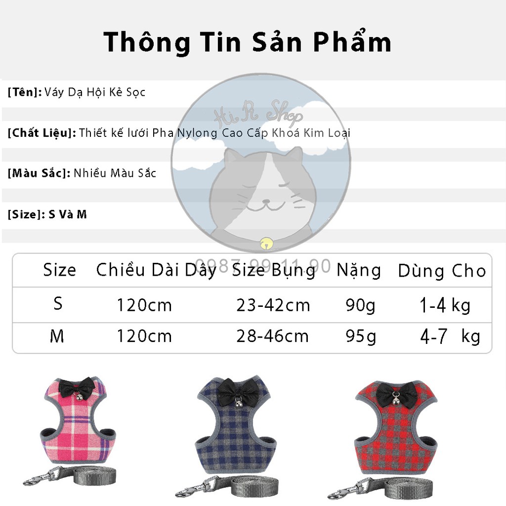 [Rẻ Vô Địch] Dây Dắt Chó Mèo Yếm Ngực Hàn Quốc Nơ Chuông Retro Dây Dẫn Cho Thú Cưng