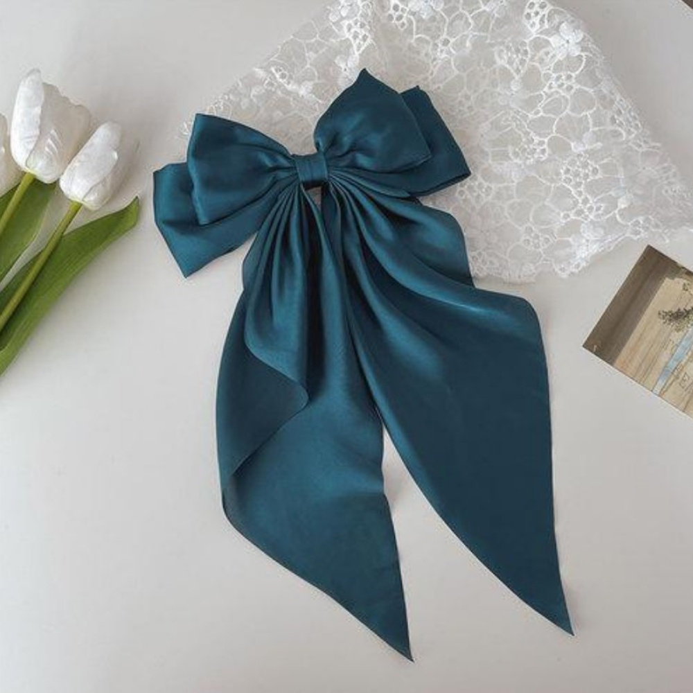 Dây Buộc Tóc Vải Satin Hai Lớp Cỡ Lớn Họa Tiết Bướm Xinh Xắn Cho Bé Gái
