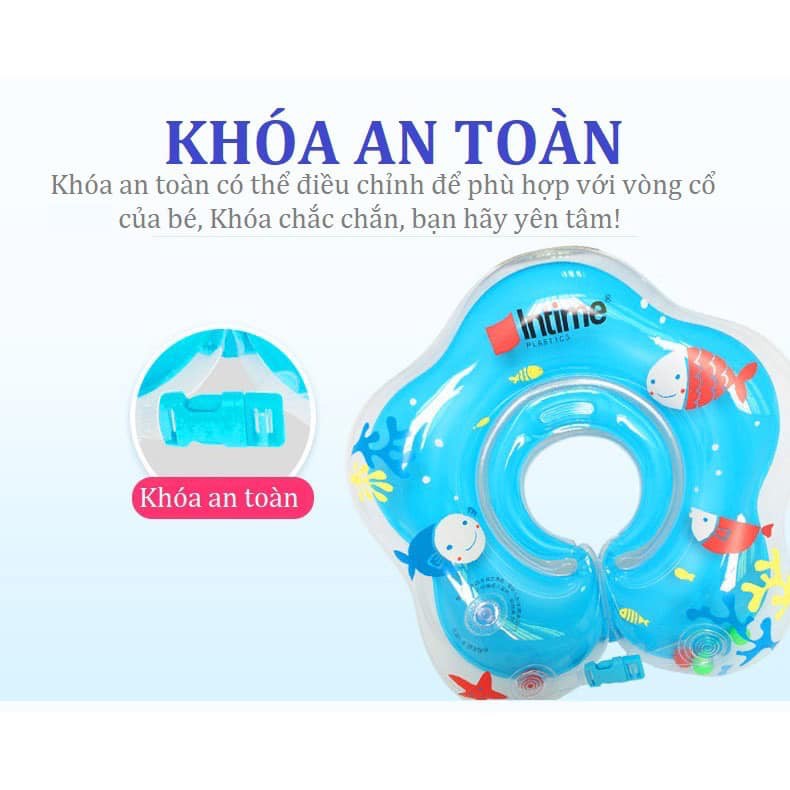 Phao cổ INTIME cao cấp loại dày, túi khí đôi, an toàn giúp bé giữ thăng bằng khi bơi và tắm